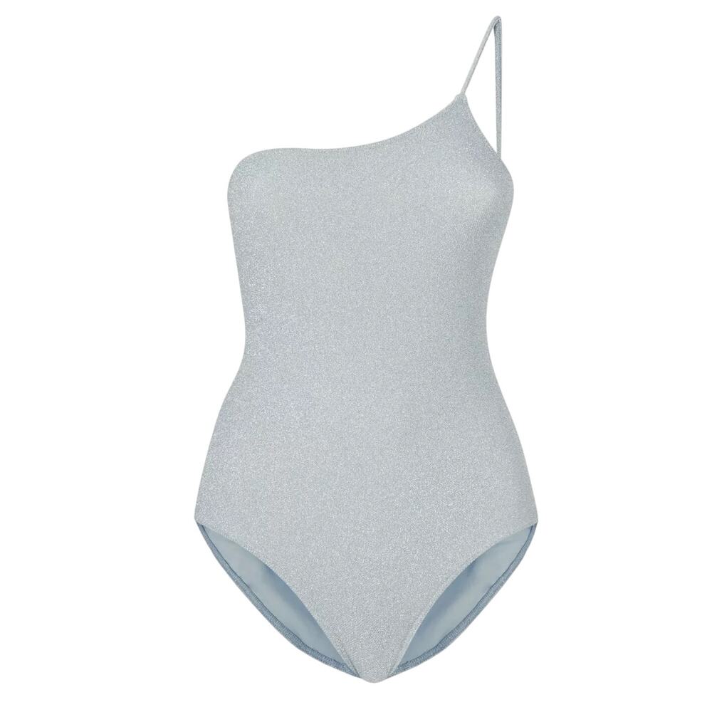 Good American 90's Hot Shoulder One Piece, Silver, Size Medium, NWT